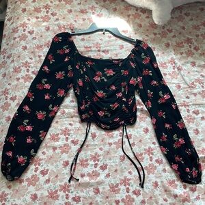 Black rose floral top